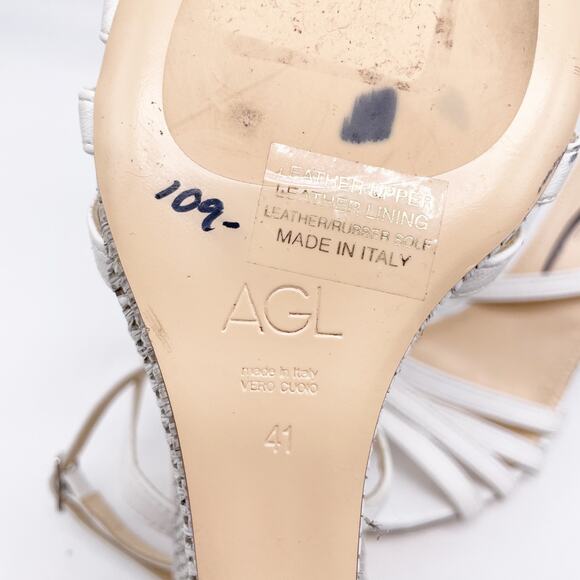 AGL Women's Dora Ankle Strap Wedge Sandal White Plumba Size US 11 EU 41 - Picture 8 of 14